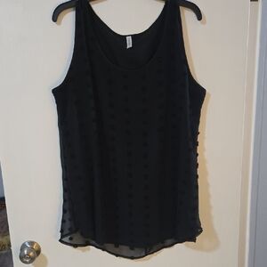Zenana Outfitters Black Swiss Dot Chiffon Tank NWOT
